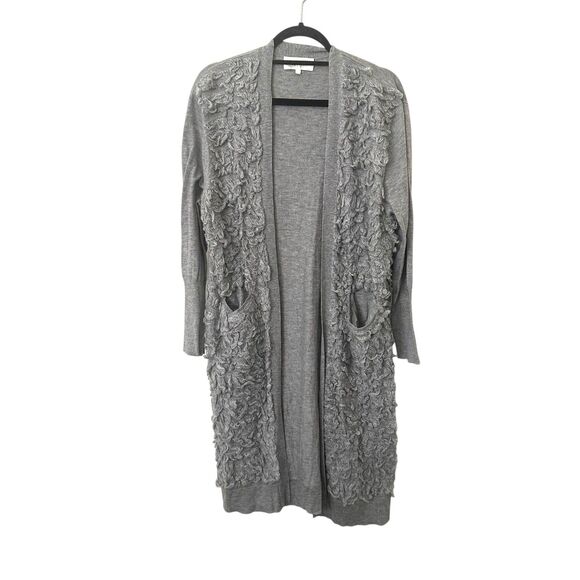 THE GREAT Wool Blend‎ Loop Fringe Long Cardigan Sz 2 (Medium) - Picture 1 of 5